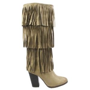 Brand New ADRIANA NEW YORK ROMEY FRINGE SUEDE KNEE HIGH BOOTS